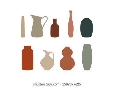 Hand drawn vector vases. Collection of abstract vase for card, poster, flyer, pattern. Isolated on white background