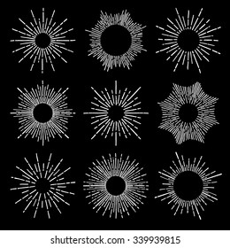 Hand Drawn vector vintage elements - sunburst (bursting) rays. Perfect for invitations, greeting cards, blogs, posters and more.