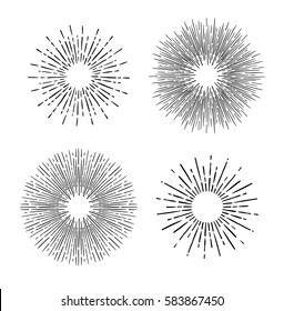 Hand Drawn vector vintage elements - sunburst (bursting rays). Perfect for invitations, greeting cards, blogs, posters and more.