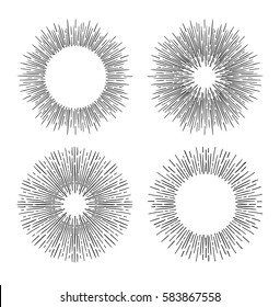Hand Drawn vector vintage elements - sunburst (bursting rays). Perfect for invitations, greeting cards, blogs, posters and more
