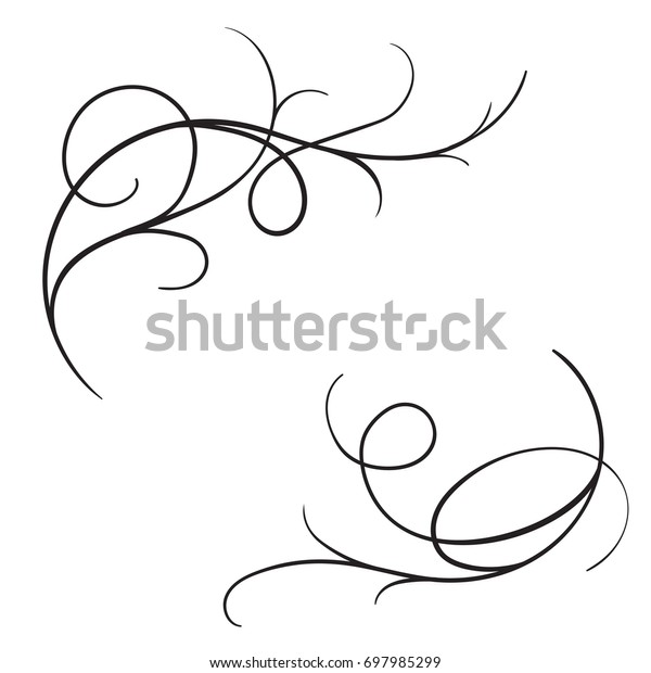 Hand drawn vector vintage flourishes isolated on\
white background. Decorative frame. Retro swirl ornate decoration.\
For calligraphy style postcard, menu, wedding invitation, romantic\
page design.