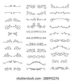 Collection Handdrawn Swirls Curles Design Element Stock Vector (royalty 