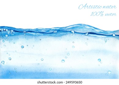 Hand drawn vector water splash. Watercolor artistic background. 