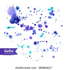 Hand drawn vector watercolor background with paint splashes.