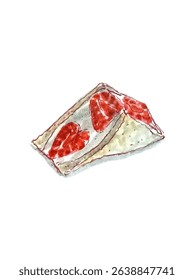 hand drawn vector watercolor illustration of strawberry sandwich	
