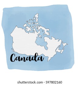 Hand drawn vector watercolor map of Canada, Vector illustration