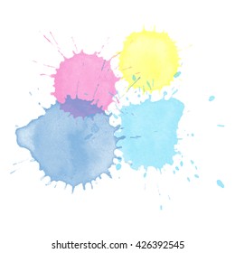 Hand drawn vector watercolor splash pattern on white. Beautiful  texture background.
