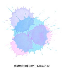 Hand drawn vector watercolor splash pattern on white. Beautiful  texture background.