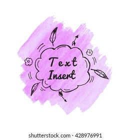 Hand drawn vector watercolor splash with sketch bubble and cartoon design element. 