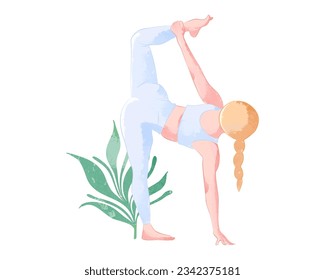 Hand drawn vector watercolor yoga poses