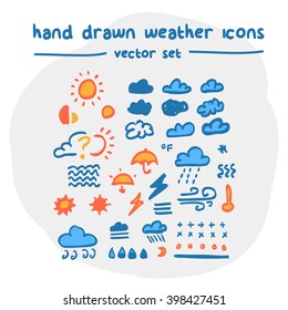Hand drawn vector weather icon set 