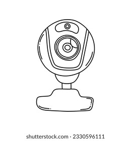  hand drawn vector web cam in doodle cartoon style