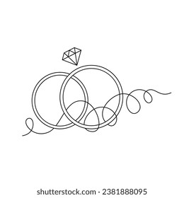 Hand drawn vector wedding rings. Doodle design elements for invitation, postcard and other.