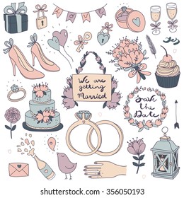 hand drawn vector wedding set
