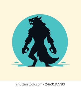 Hand drawn vector werewolf silhouette