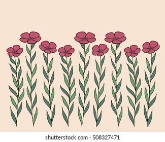 Hand drawn vector wild flowers isolated