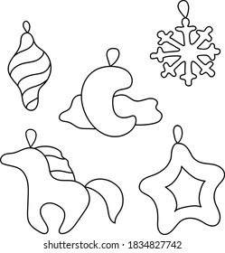 Hand drawn vector winter elements. Doodle christmas toys. Isolated vector symbols set.	
