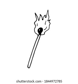 Hand drawn vector woodfire matches clipart. Isolated on white background drawing for prints, poster, cute stationery, travel design. High quality illustration