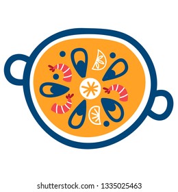 hand drawn vectorimage of spanish paella