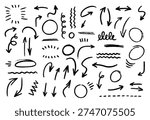 Hand drawn vectorized arrows and scribbles elements for text designs. Doodles.