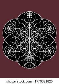 Mandala geométrica dibujada a mano y vectorizada. 
