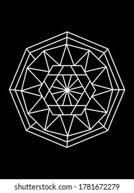 Mandala geométrica dibujada a mano y vectorizada. 