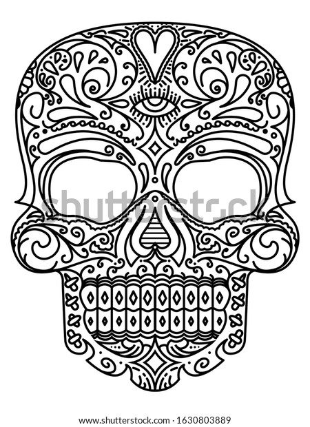 Hand Drawn Vectorized Illustration Sugar Skull Stock Vector (Royalty ...