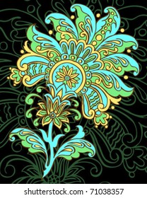 Hand Drawn Vectorized Paisley/Henna Illustration