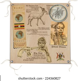 Hand drawn vectors from the series: Travels around the World - pictures of life in UGANDA. On the topic: Nations and Tribes, Animals and Art.