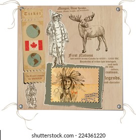 Hand drawn vectors from the series: Travels around the world - pictures of life in CANADA. On the topic: First Nations and Tribes (no.2)