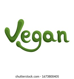 Hand drawn vegan green lettering. Vector illustration isolated on white background. Great design for t-shirt, logo, invitation, poster, print.