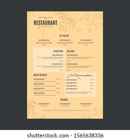 Hand drawn vegan and healthy menu template