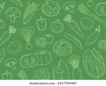 Hand drawn vegetable background material_vector illustration
