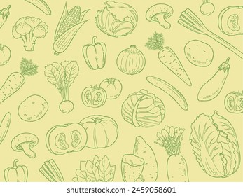 Hand drawn vegetable background material_vector illustration