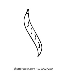 Hand drawn vegetable beans icon isolated on white background. Concept for farmers market, organic food, grocery store, cafe, restaurant, food. Natural product, vegetarian, fresh, natural, design. 