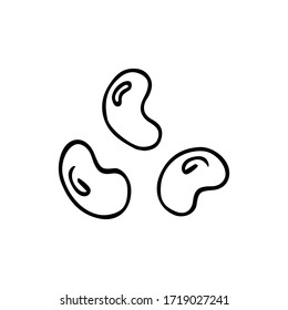 Hand drawn vegetable beans icon isolated on white background. Concept for farmers market, organic food, grocery store, cafe, restaurant, food. Natural product, vegetarian, fresh, natural, design. 