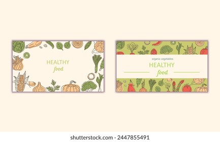  Diseño de vegetales dibujados a mano para agricultores Anuncio de promoción de mercado