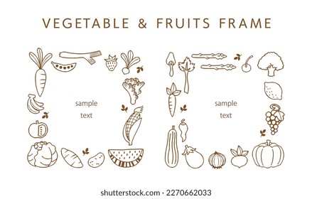 hand drawn vegetable and fruits frame set