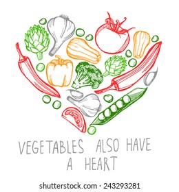 Hand drawn vegetable heart