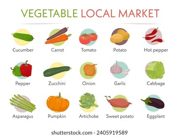 Hand drawn vegetable icon set illustration