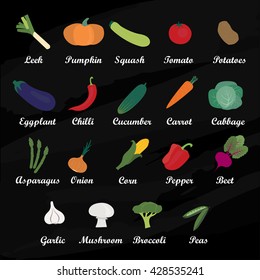 Hand drawn vegetable icon set