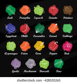 Hand drawn vegetable icon set