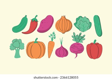 Conjunto de ilustraciones de vegetales dibujados a mano