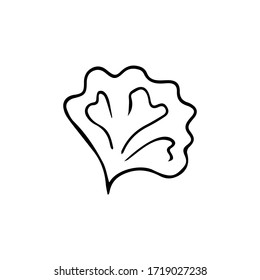 Hand drawn vegetable leaf salad icon isolated on white background. Concept for farmers market, organic food, grocery store, cafe, restaurant.  Natural product, vegetarian, fresh, natural, design. 