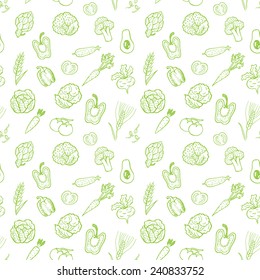 Hand drawn vegetable pattern. Vector background
