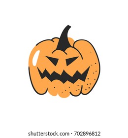Hand drawn vegetable. Vector artistic drawing food. Halloween illustration pumpkin