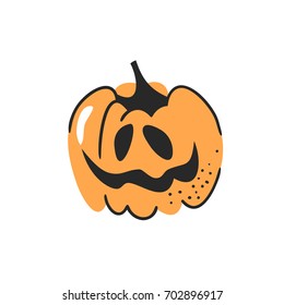 Hand drawn vegetable. Vector artistic drawing food. Halloween illustration pumpkin