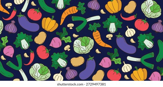 Fondo de Vector de elemento de doodle de verduras dibujadas a mano