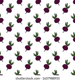 Hand drawn vegetables doodle set. Seamless pattern. Vector illustration.