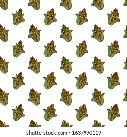 Hand drawn vegetables doodle set. Seamless pattern. Vector illustration.